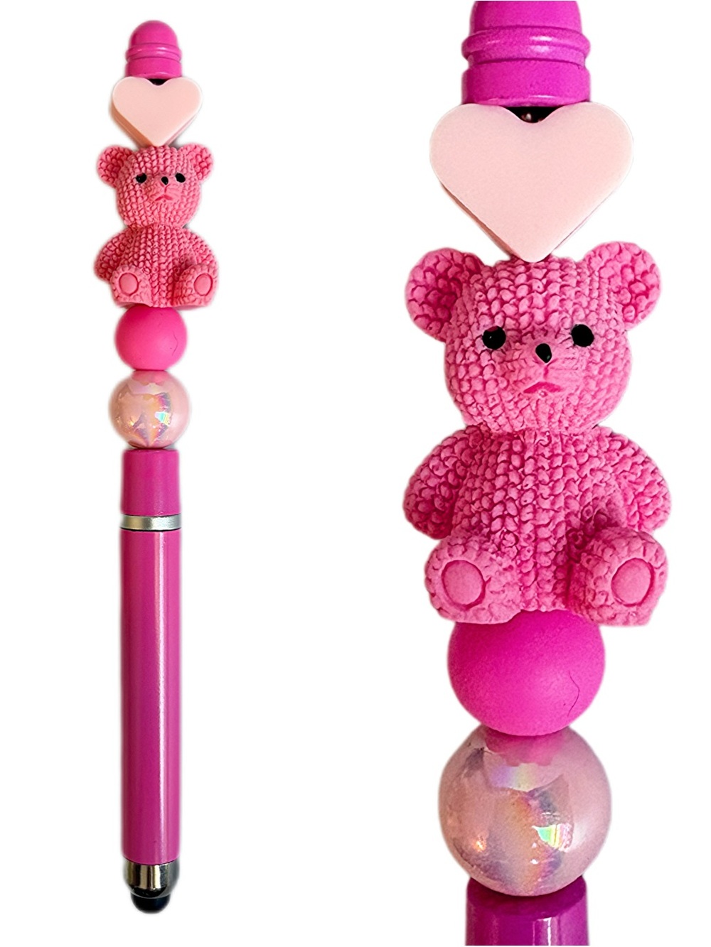 Hot Pink Teddy Bear Custom Stylus and Pen